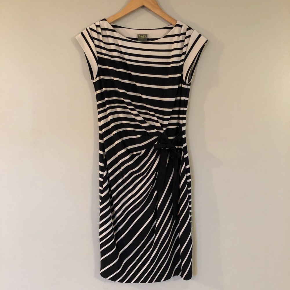 Taylor Cream and Black Striped Dress